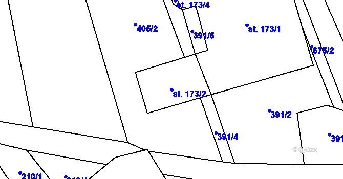 Parcela st. 173/2 v KÚ Desná u Litomyšle, Katastrální mapa