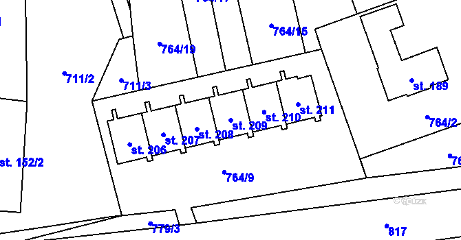 Parcela st. 209 v KÚ Desná u Litomyšle, Katastrální mapa