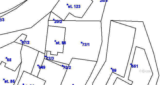 Parcela st. 72/1 v KÚ Desná u Litomyšle, Katastrální mapa