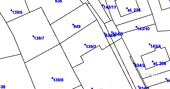 Parcela st. 139/2 v KÚ Desná u Litomyšle, Katastrální mapa