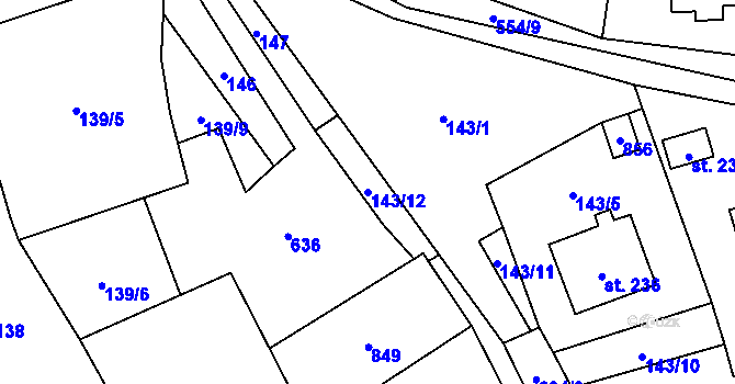 Parcela st. 143/12 v KÚ Desná u Litomyšle, Katastrální mapa