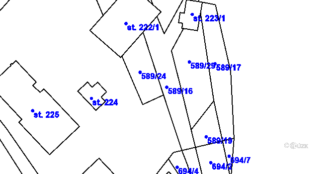 Parcela st. 589/16 v KÚ Desná u Litomyšle, Katastrální mapa