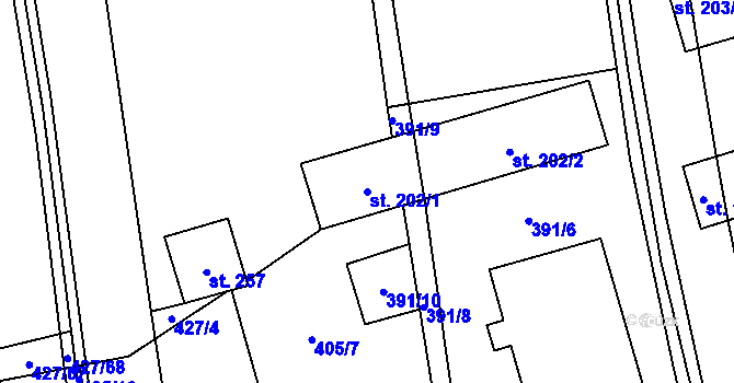 Parcela st. 202/1 v KÚ Desná u Litomyšle, Katastrální mapa