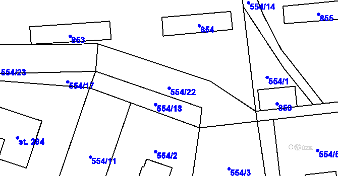 Parcela st. 554/22 v KÚ Desná u Litomyšle, Katastrální mapa