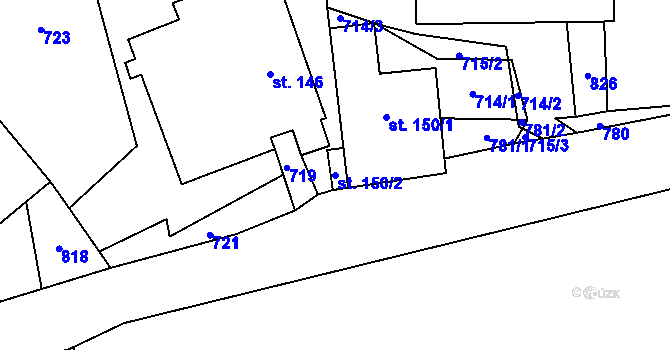 Parcela st. 150/2 v KÚ Desná u Litomyšle, Katastrální mapa