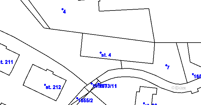 Parcela st. 4 v KÚ Dešenice, Katastrální mapa