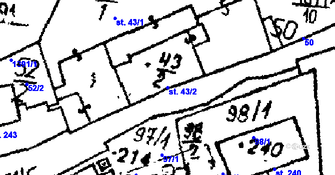 Parcela st. 43/2 v KÚ Dešenice, Katastrální mapa