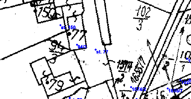Parcela st. 77 v KÚ Dešenice, Katastrální mapa
