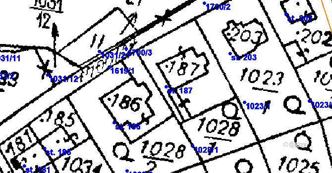 Parcela st. 187 v KÚ Dešenice, Katastrální mapa