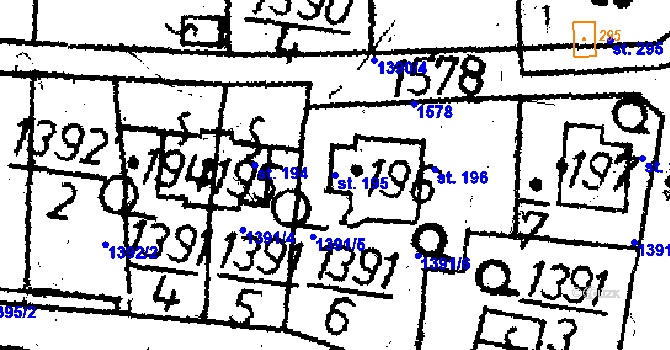 Parcela st. 195 v KÚ Dešenice, Katastrální mapa