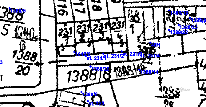 Parcela st. 231/2 v KÚ Dešenice, Katastrální mapa