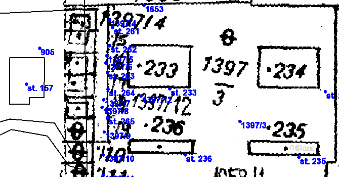 Parcela st. 233 v KÚ Dešenice, Katastrální mapa