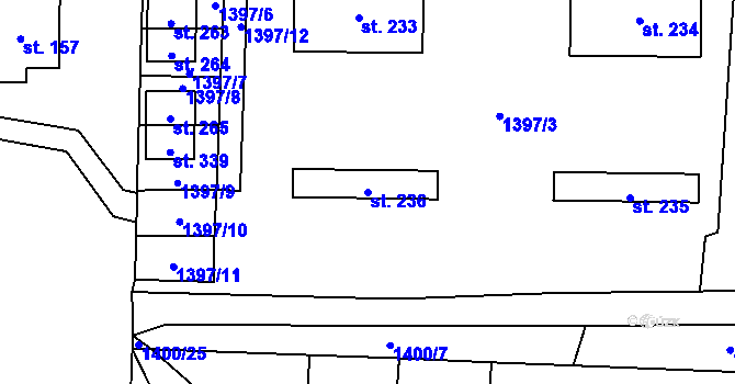 Parcela st. 236 v KÚ Dešenice, Katastrální mapa