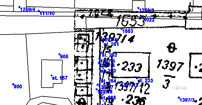 Parcela st. 262 v KÚ Dešenice, Katastrální mapa