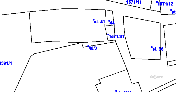 Parcela st. 48/3 v KÚ Dešenice, Katastrální mapa