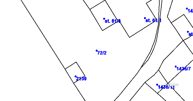Parcela st. 72/2 v KÚ Dešenice, Katastrální mapa