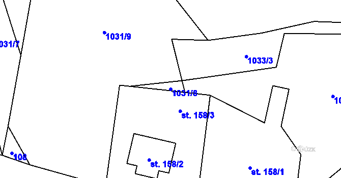 Parcela st. 1031/8 v KÚ Dešenice, Katastrální mapa