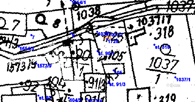 Parcela st. 90/1 v KÚ Dešenice, Katastrální mapa
