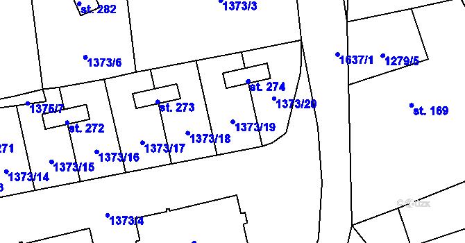 Parcela st. 1373/19 v KÚ Dešenice, Katastrální mapa