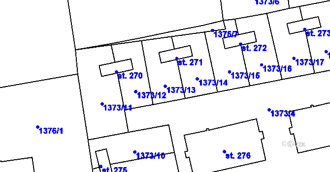 Parcela st. 1373/13 v KÚ Dešenice, Katastrální mapa