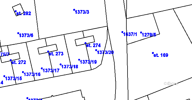 Parcela st. 1373/20 v KÚ Dešenice, Katastrální mapa