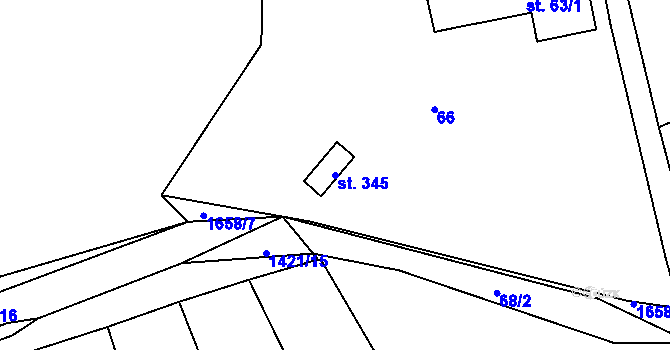 Parcela st. 345 v KÚ Dešenice, Katastrální mapa