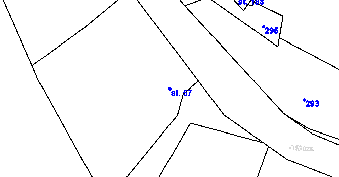 Parcela st. 57 v KÚ Milence, Katastrální mapa