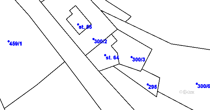 Parcela st. 64 v KÚ Milence, Katastrální mapa