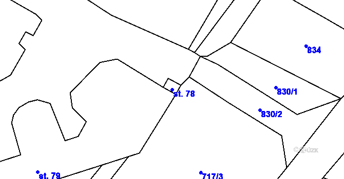 Parcela st. 78 v KÚ Milence, Katastrální mapa