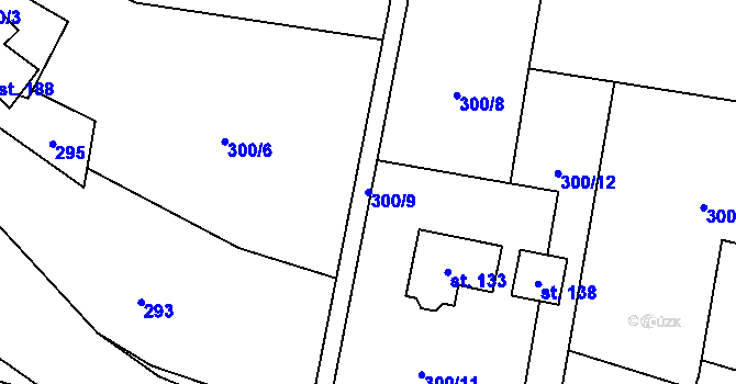 Parcela st. 300/9 v KÚ Milence, Katastrální mapa