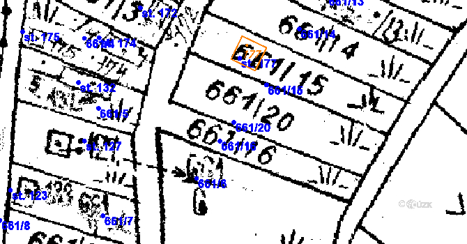 Parcela st. 661/20 v KÚ Milence, Katastrální mapa