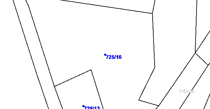 Parcela st. 725/16 v KÚ Milence, Katastrální mapa