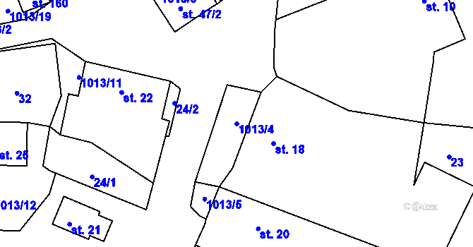 Parcela st. 1013/4 v KÚ Milence, Katastrální mapa