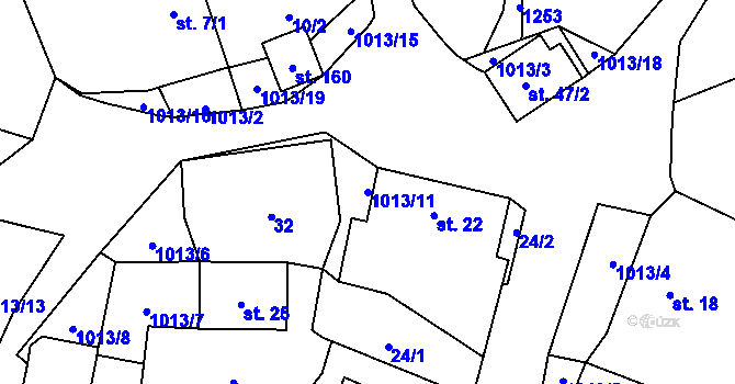 Parcela st. 1013/11 v KÚ Milence, Katastrální mapa