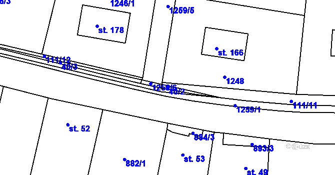 Parcela st. 40/2 v KÚ Milence, Katastrální mapa