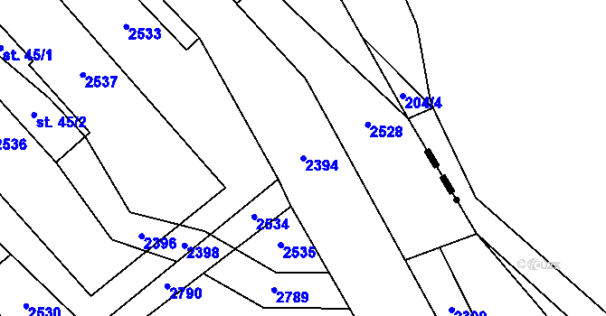 Parcela st. 2394 v KÚ Dančovice, Katastrální mapa