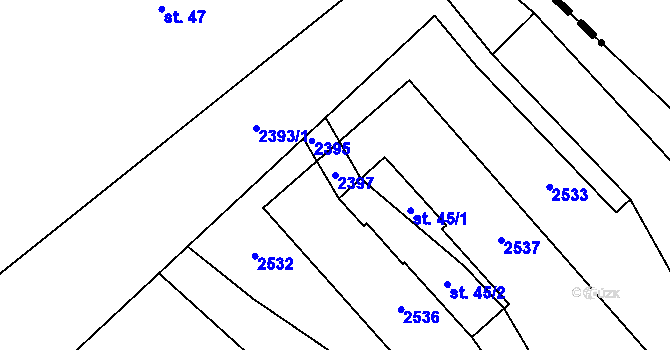 Parcela st. 2397 v KÚ Dančovice, Katastrální mapa