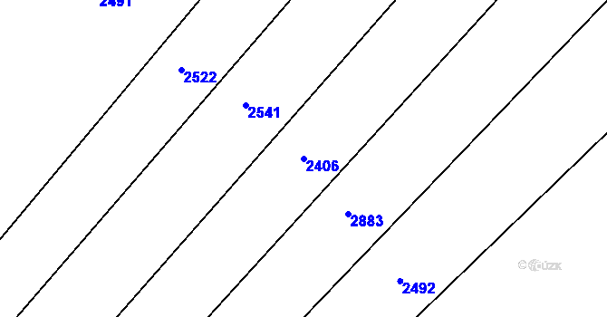 Parcela st. 2406 v KÚ Dančovice, Katastrální mapa