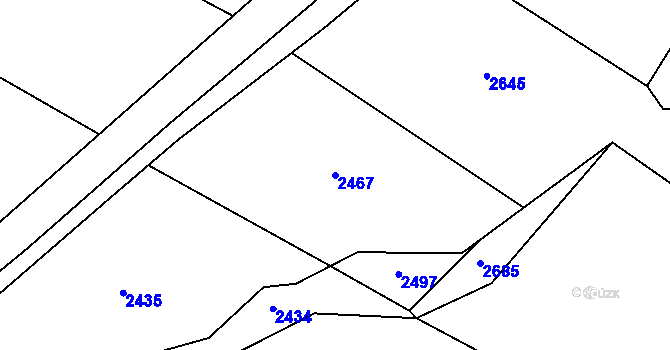Parcela st. 2467 v KÚ Dančovice, Katastrální mapa