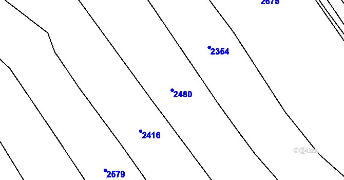 Parcela st. 2480 v KÚ Dančovice, Katastrální mapa