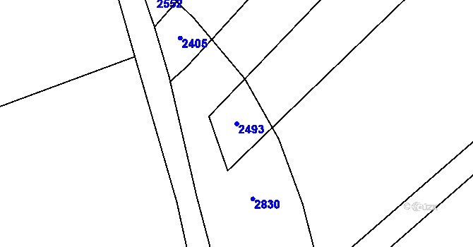 Parcela st. 2493 v KÚ Dančovice, Katastrální mapa