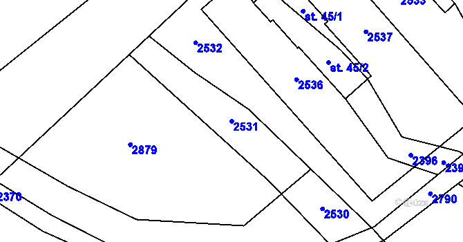 Parcela st. 2531 v KÚ Dančovice, Katastrální mapa