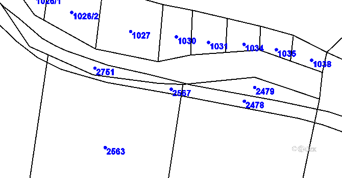 Parcela st. 2567 v KÚ Dančovice, Katastrální mapa