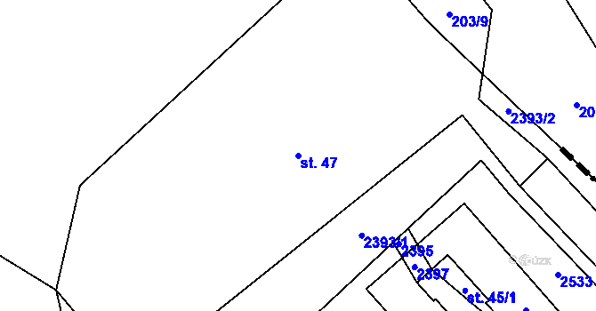 Parcela st. 47 v KÚ Dančovice, Katastrální mapa