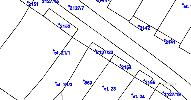 Parcela st. 2127/20 v KÚ Dančovice, Katastrální mapa