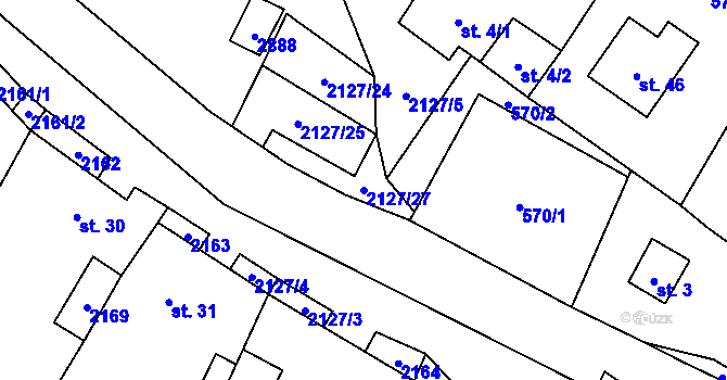 Parcela st. 2127/27 v KÚ Dančovice, Katastrální mapa
