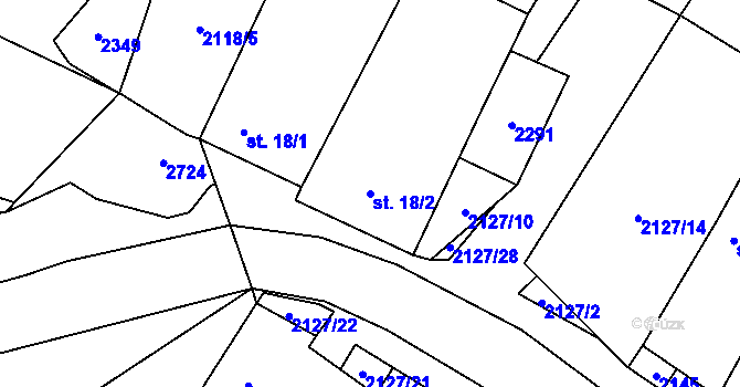 Parcela st. 18/2 v KÚ Dančovice, Katastrální mapa