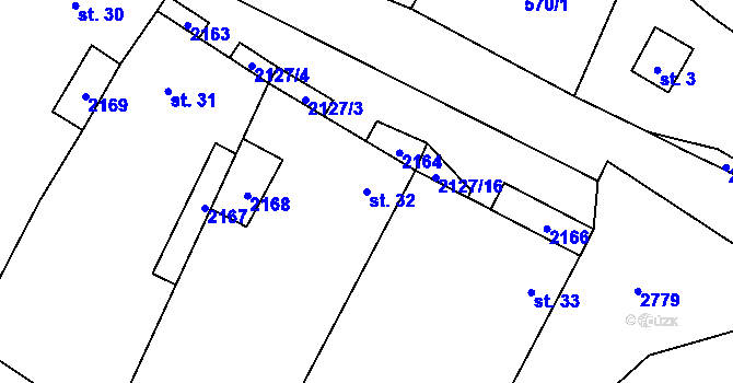 Parcela st. 32 v KÚ Dančovice, Katastrální mapa