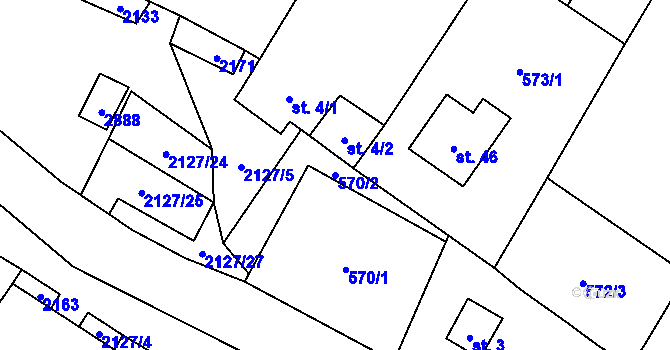 Parcela st. 570/2 v KÚ Dančovice, Katastrální mapa