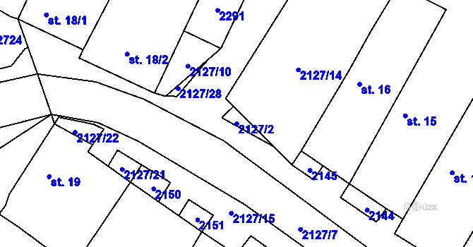 Parcela st. 2127/2 v KÚ Dančovice, Katastrální mapa